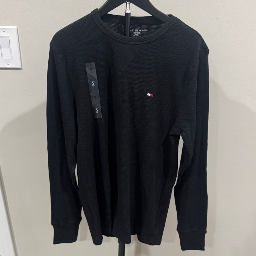 Tommy Hilfiger Black Long-Sleeve Waffle Thermal Tee
